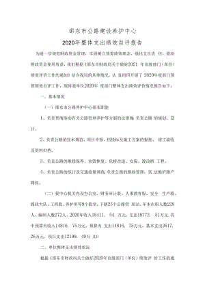 邵东市公路建设养护中心2020年整体支出绩效自评报告.docx