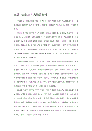 激励干部担当作为经验材料.docx