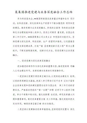 某集团推进党建与业务深度融合工作总结.docx
