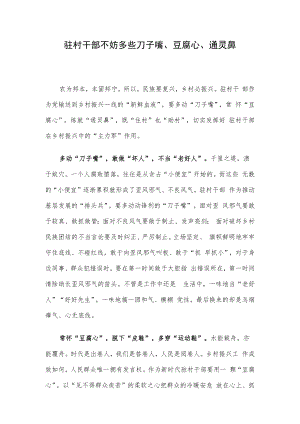 驻村干部不妨多些刀子嘴、豆腐心、通灵鼻.docx