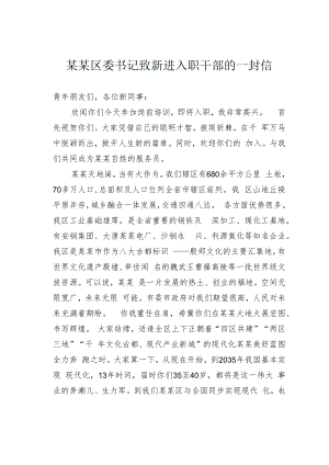 某某区委书记致新进入职干部的一封信.docx