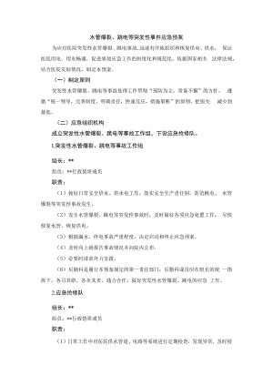 水管爆裂、跳电等突发性事件应急预案.docx