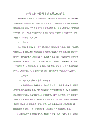 教师队伍建设及提升实施办法范文.docx