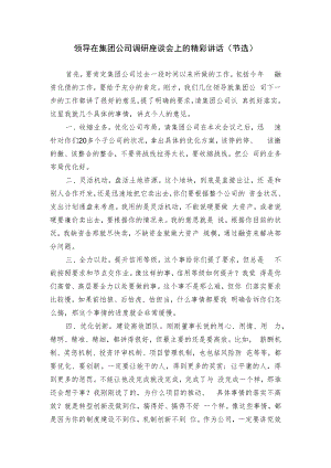 领导在集团公司调研座谈会上的精彩讲话.docx