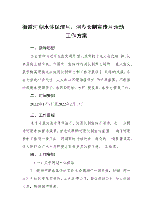 街道河湖水体保洁月、河湖长制宣传月活动工作方案.docx