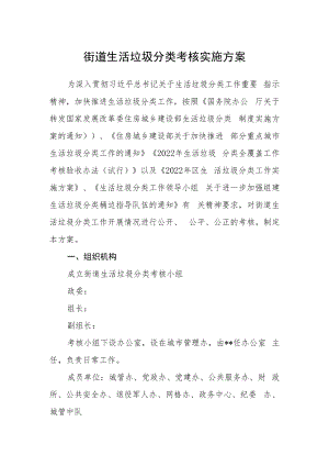 街道生活垃圾分类考核实施方案.docx