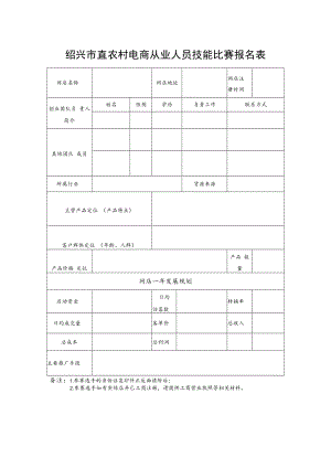 绍兴市直农村电商从业人员技能比赛报名表.docx