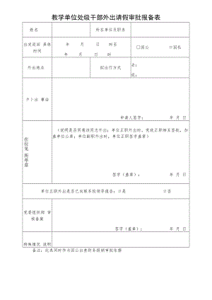 教学单位处级干部外出请假审批报备表.docx