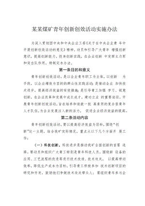 某某煤矿青年创新创效活动实施办法.docx