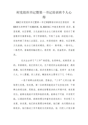 村党组织书记暨第一书记培训班个人心得.docx
