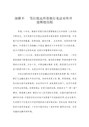 深耕不辍 笃行致远 外资银行见证对外开放辉煌历程.docx
