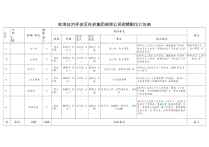 蚌埠经济开发区投资集团有限公司招聘职位计划表.docx