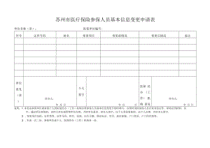 苏州市医疗保险参保人员基本信息变更申请表（2022年11月发布）.docx