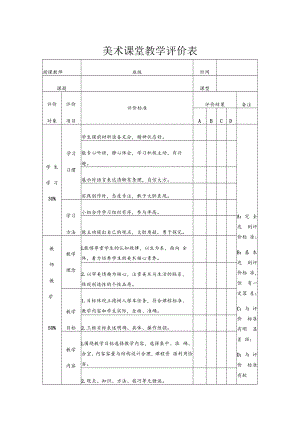 美术课堂教学评价表.docx