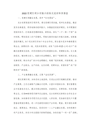 2022党建引领乡村振兴经验交流材料供借鉴.docx