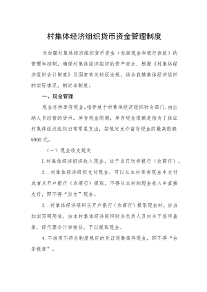 村集体经济组织货币资金管理制度.docx
