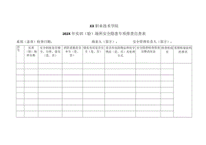 XX职业技术学院202X年实训（验）场所安全隐患专项排查自查表.docx
