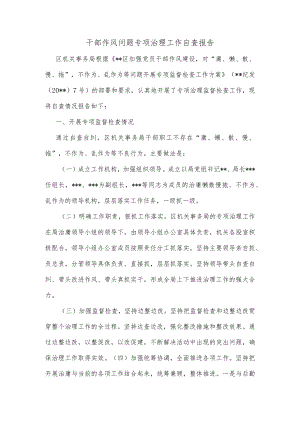 干部作风问题专项治理工作自查报告.docx
