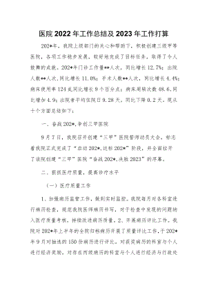 医院2022年工作总结及2023年工作打算.docx