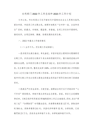 水利部门2022年工作总结和2023年工作计划.docx