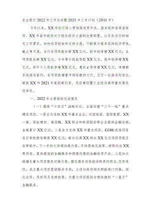 农业银行2022年工作总结暨2023年工作计划.docx