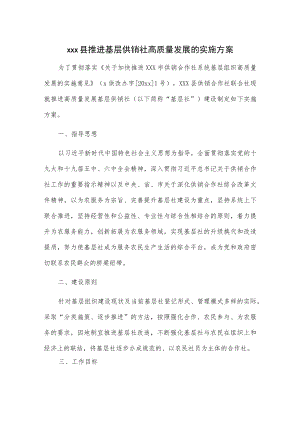 xxx县推进基层供销社高质量发展的实施方案.docx
