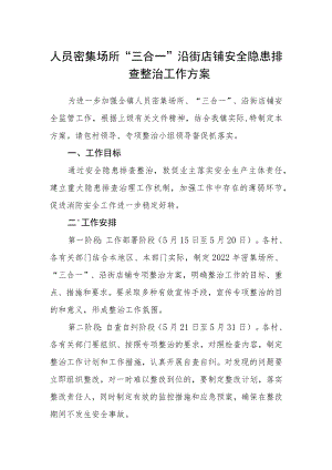 人员密集场所“三合一”沿街店铺安全隐患排查整治工作方案.docx