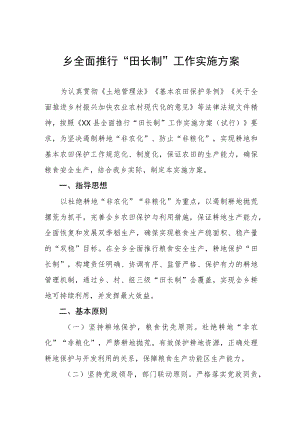乡全面推行“田长制”工作实施方案.docx
