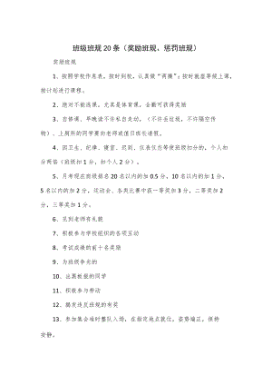 班级班规20条（奖励班规、惩罚班规）.docx