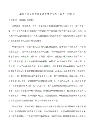 副市长在全市农民丰收节暨文化节开幕式上的致辞.docx