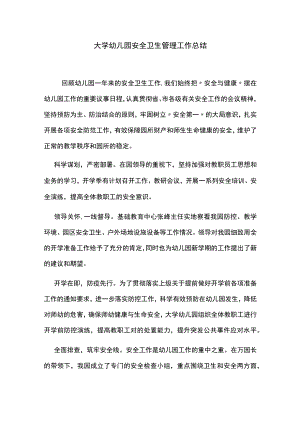 大学幼儿园安全卫生管理工作总结.docx