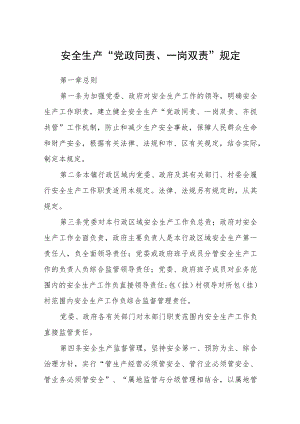 安全生产“党政同责、一岗双责”规定.docx