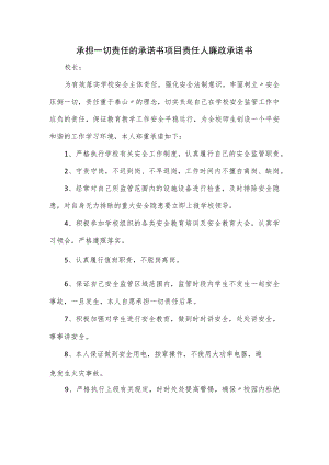 承担一切责任的承诺书项目责任人廉政承诺书.docx