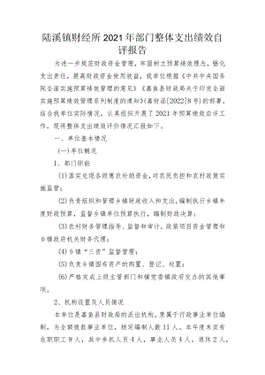 陆溪镇财经所2021年部门整体支出绩效自评报告.docx