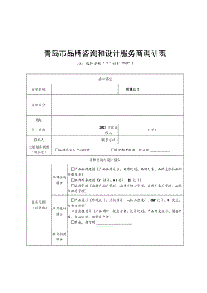 青岛市品牌咨询和设计服务商调研表.docx