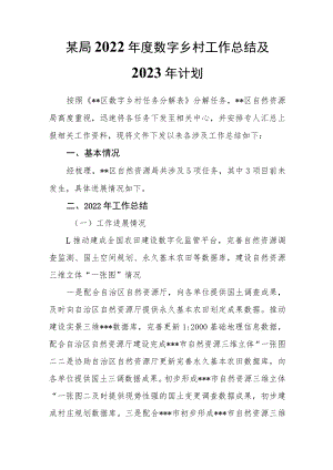 （2篇）某局2022年度数字乡村工作总结及2023年计划.docx