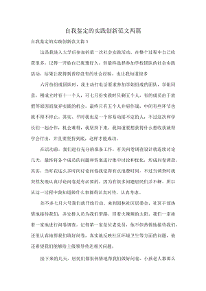 自我鉴定的实践创新范文两篇.docx