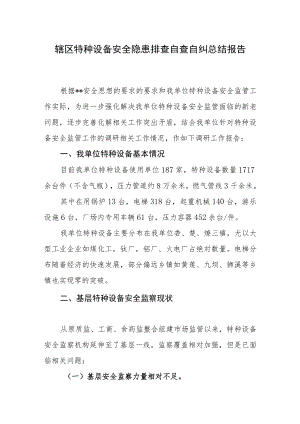辖区特种设备安全隐患排查自查自纠总结报告.docx