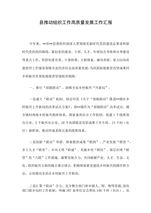 县推动组织工作高质量发展工作汇报.docx