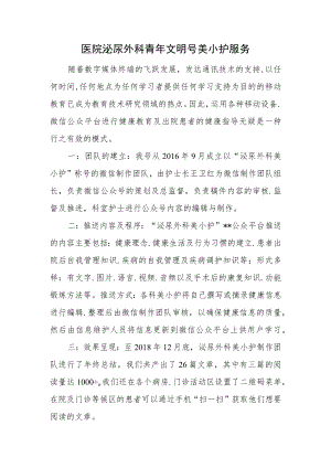 医院泌尿外科青年文明号美小护服务.docx
