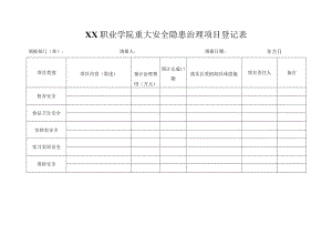 XX职业学院重大安全隐患治理项目登记表.docx