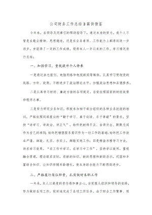 公司财务工作总结3篇供借鉴.docx