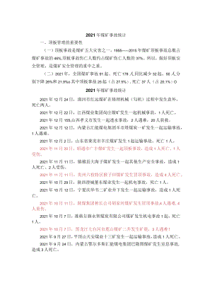 2021年煤矿事故统计.docx