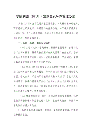 学院实验（实训）室安全及环保管理办法.docx