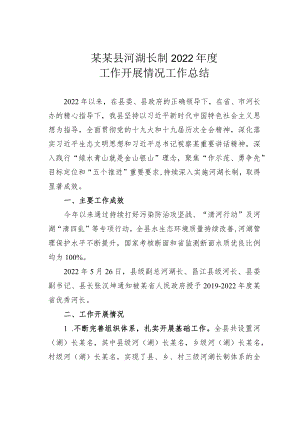 某某县河湖长制2022年度工作开展情况工作总结.docx