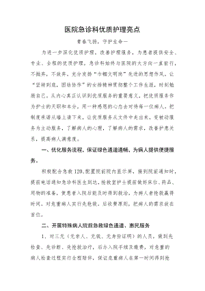 医院急诊科优质护理亮点.docx