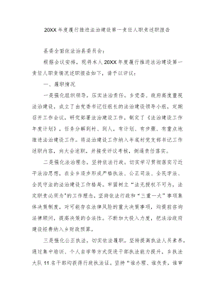 20XX年度履行推进法治建设第一责任人职责述职报告.docx