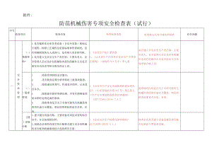 防止机械伤害检查表附标准.docx