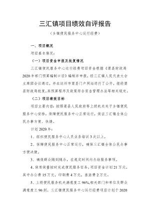 三汇镇项目绩效自评报告.docx