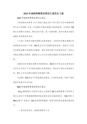 2022年减税降费落实情况汇报范文2篇.docx